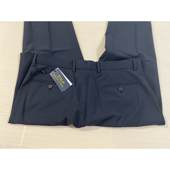 Polo Ralph Lauren Men's 34/33 Wool Blend Cuffed Pants Navy Blue NWT - Picture 2 of 8